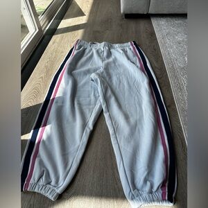 PINK Victoria's Secret White Joggers with Pink and Navy Stripes